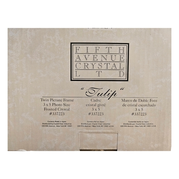 NIB Fifth Avenue CrystalLTD Tulip Edition Frosted Crystal Twin Picture Frame 3x5 - Picture 4 of 4